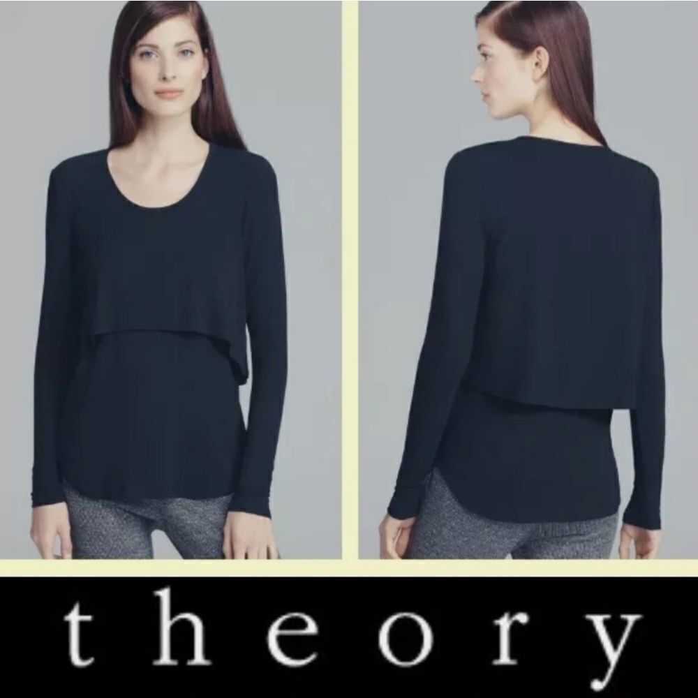 Theory chevak ribbed viscose black top sz P/small